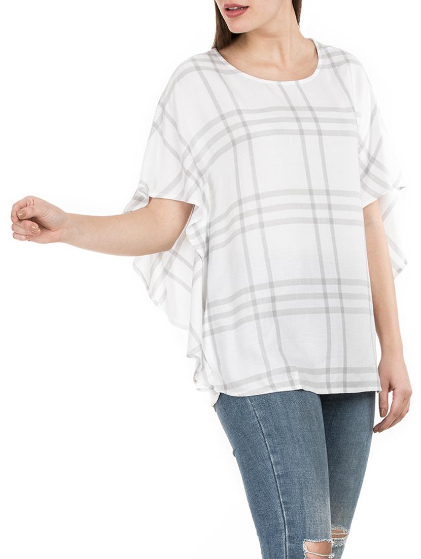 flutter sleeved checkered top - 15620634 - Zoom Image - 2