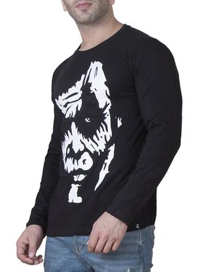 black cotton front print t-shirt - 15620655 - Standard Image - 2