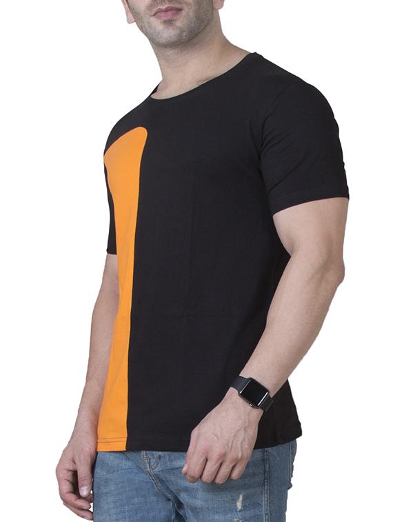 black cotton color block t-shirt - 15620676 - Zoom Image - 2