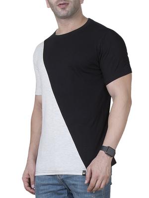 black cotton color block t-shirt - 15620677 - Standard Image - 2