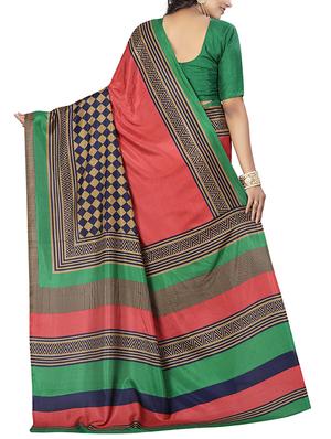 checkered printed saree with blouse - 15620737 - Standard Image - 2