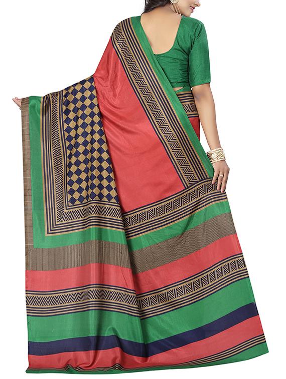 checkered printed saree with blouse - 15620737 - Zoom Image - 2