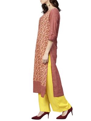 Rust printed kurta with palazzo set - 15620740 - Standard Image - 2