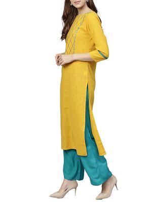 Crisscross embroidered kurta with palazzo set - 15620741 - Standard Image - 2