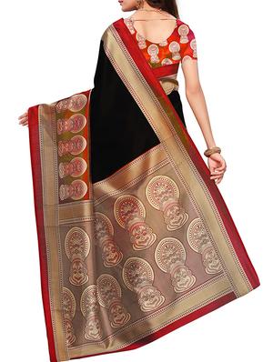 kalamkari printed border saree with blouse - 15620759 - Standard Image - 2