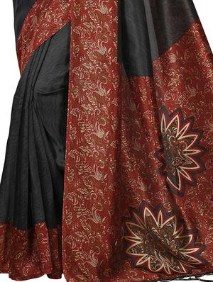 kalamkari printed border saree with blouse - 15620780 - Standard Image - 2