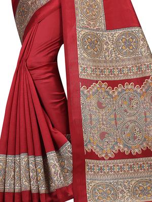 madhubani printed border saree with blouse - 15620783 - Standard Image - 2