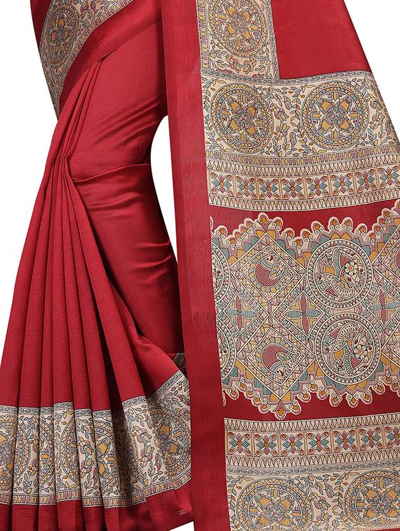 madhubani printed border saree with blouse - 15620783 - Zoom Image - 2