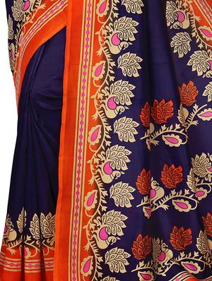 conversational printed saree with blouse - 15620789 - Standard Image - 2