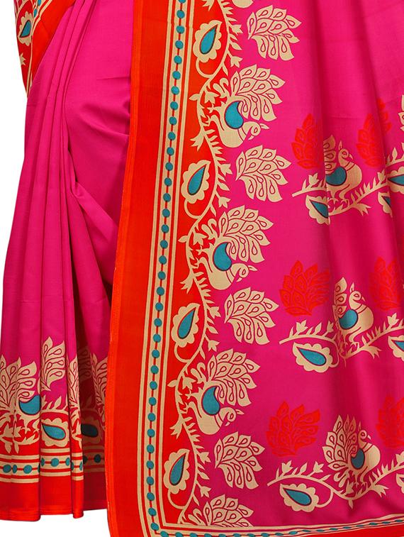 conversational printed saree with blouse - 15620790 - Zoom Image - 2