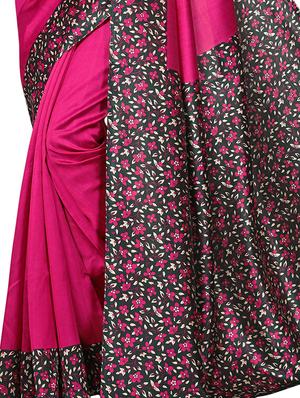 floral printed border saree with blouse - 15620796 - Standard Image - 2