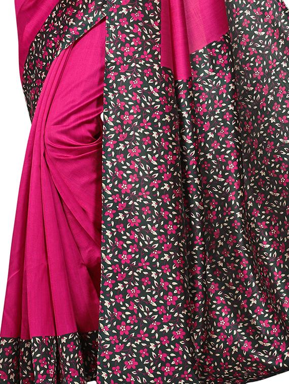 floral printed border saree with blouse - 15620796 - Zoom Image - 2
