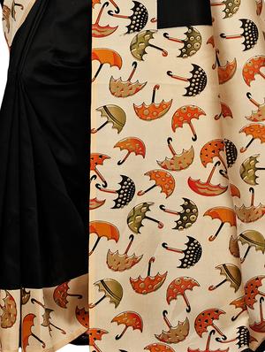 conversational printed border saree with blouse - 15620798 - Standard Image - 2