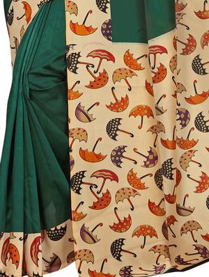 conversational printed border saree with blouse - 15620799 - Standard Image - 2