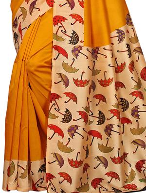 conversational printed border saree with blouse - 15620800 - Standard Image - 2