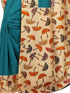 conversational printed border saree with blouse - 15620803 - Standard Image - 2