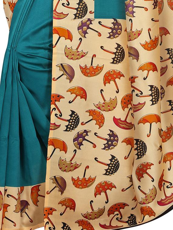 conversational printed border saree with blouse - 15620803 - Zoom Image - 2