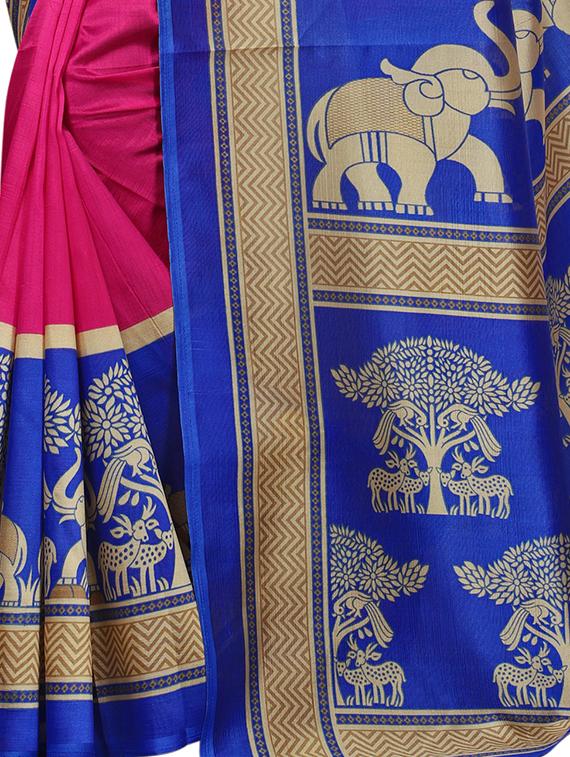conversational printed border saree with blouse - 15620805 - Zoom Image - 2