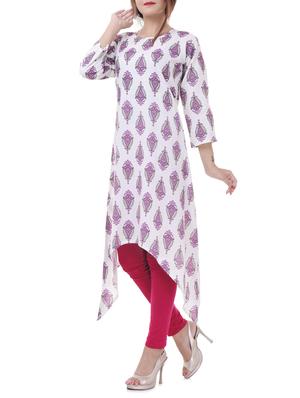 Printed asymmetric kurta - 15620814 - Standard Image - 2
