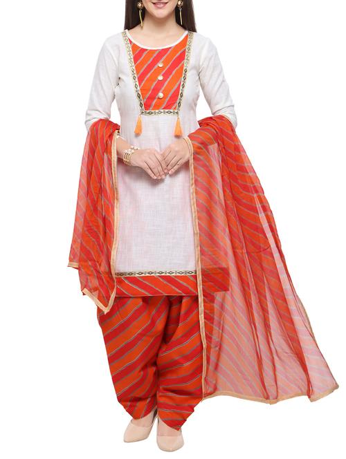 Printed patch yoke unstitched salwar suit - 15620818 - Very Small Image - 1