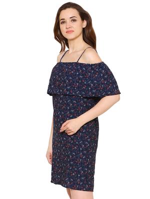 overlay ditsy floral a-line dress - 15620827 - Standard Image - 2