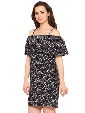 overlay ditsy floral a-line dress - 15620828 - Standard Image - 2