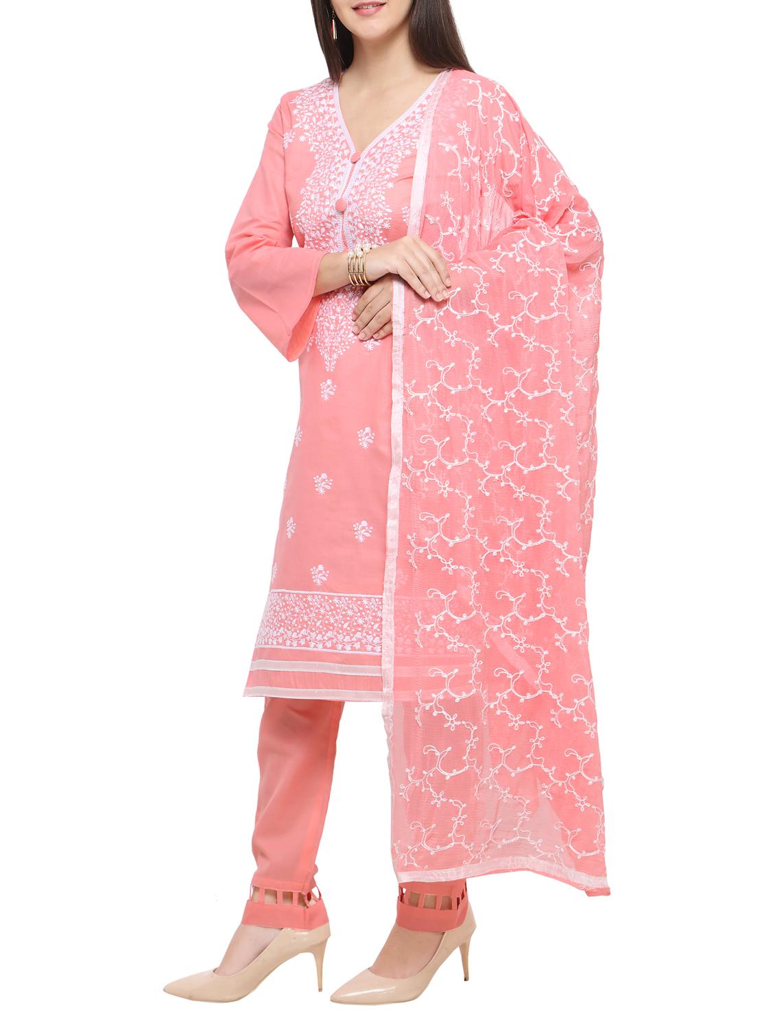Embroidered unstitched churidaar suit - 15620829 - Zoom Image - 2