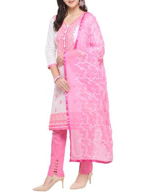 Embroidered unstitched churidaar suit - 15620830 - Standard Image - 2