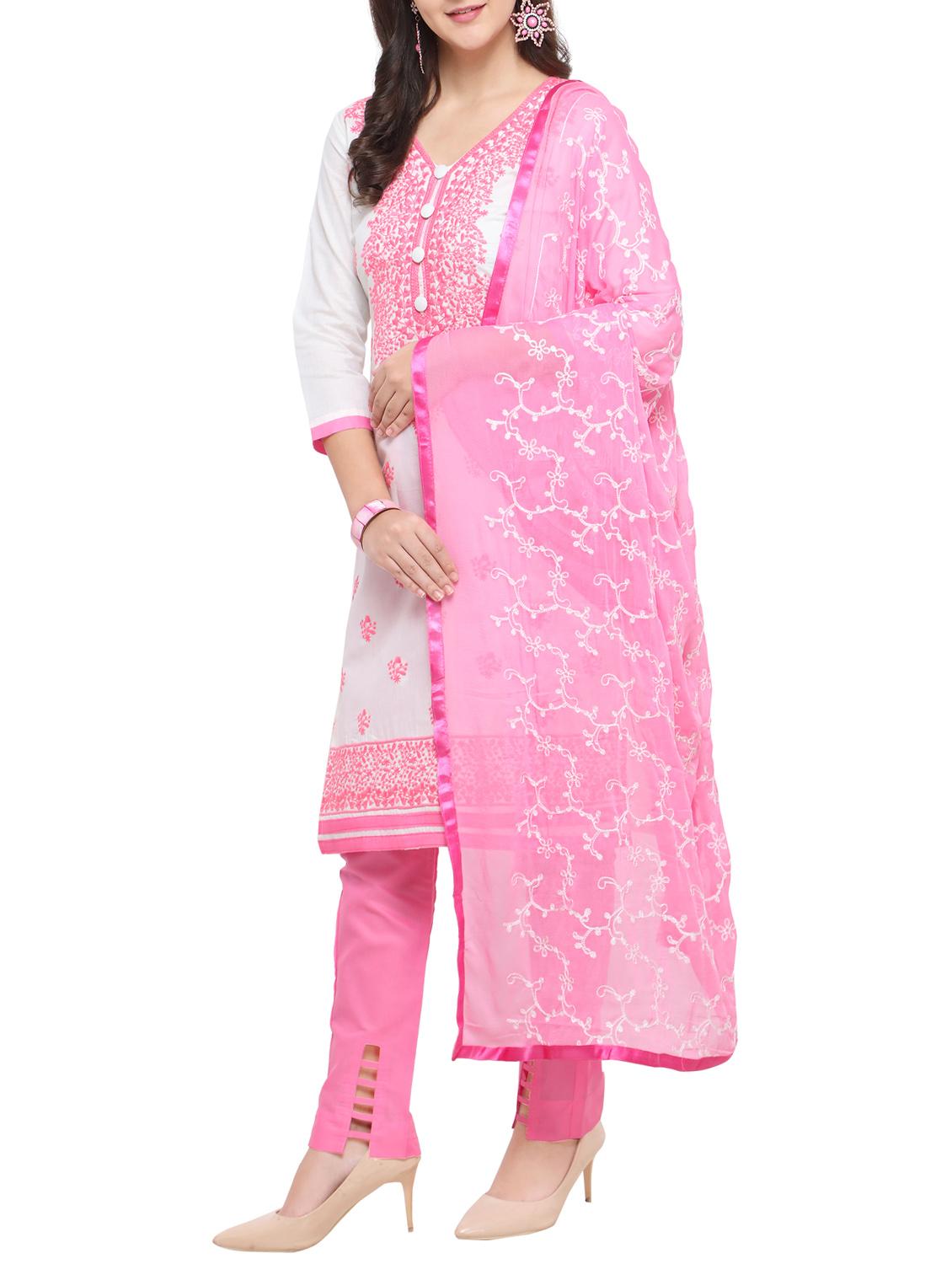 Embroidered unstitched churidaar suit - 15620830 - Zoom Image - 2