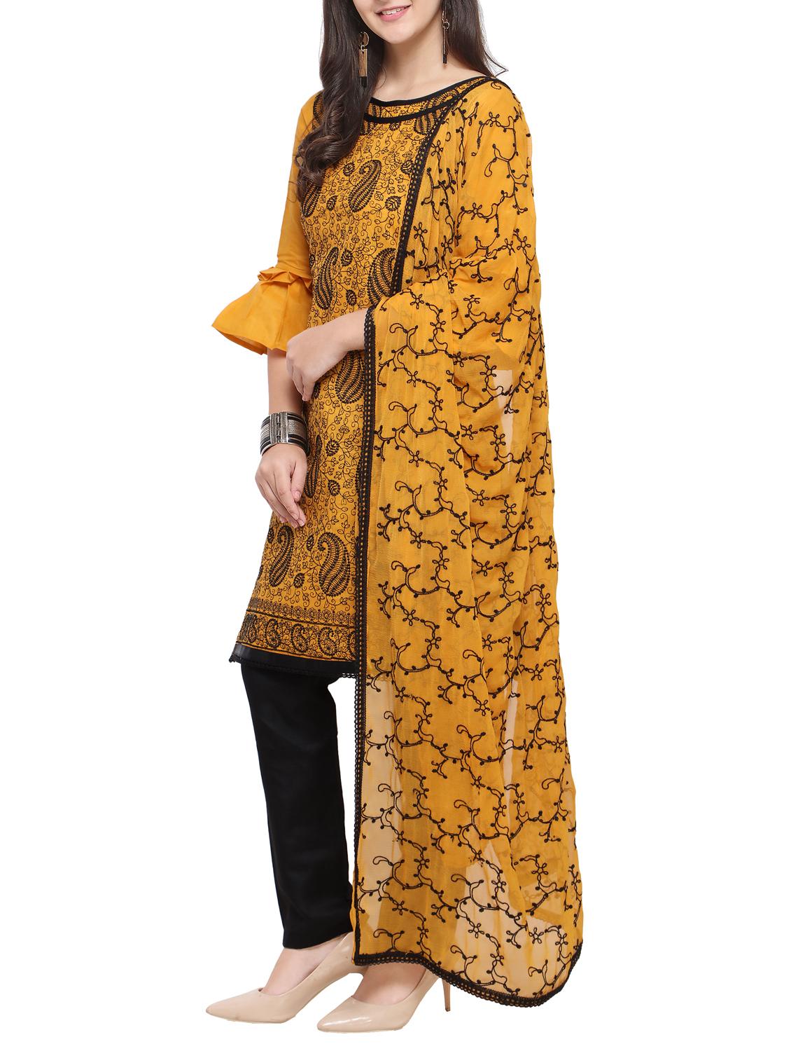 Embroidered unstitched pant suit - 15620836 - Zoom Image - 2