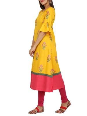 Printed hem attach a-line kurta - 15620843 - Standard Image - 2
