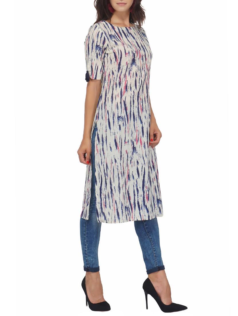 Shibori straight kurta - 15620845 - Zoom Image - 2