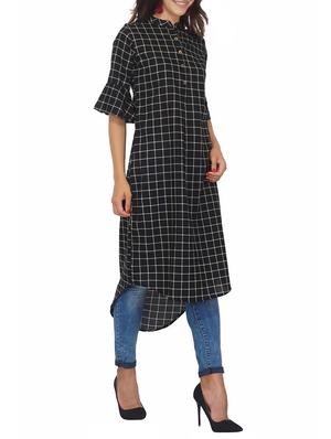 Checkered high-low kurta - 15620850 - Standard Image - 2