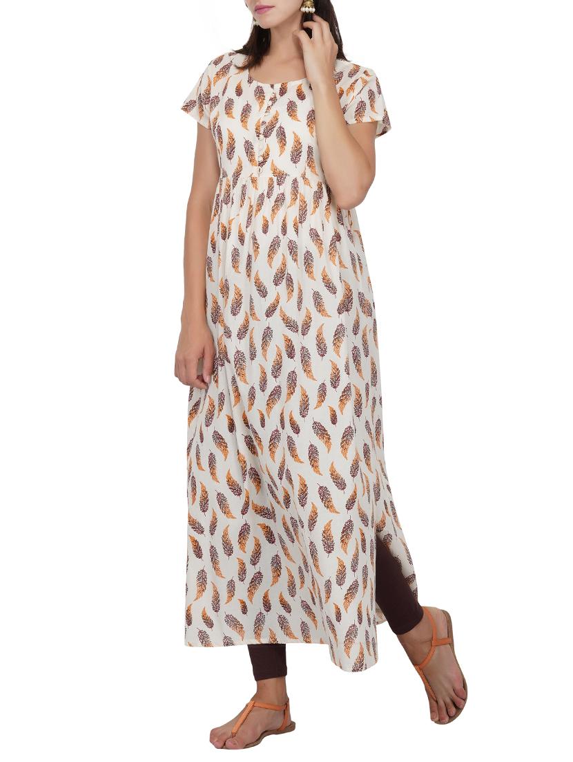Flared printed draw code kurta - 15620853 - Zoom Image - 2