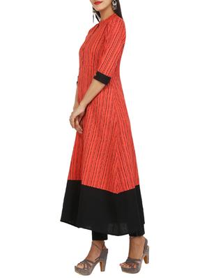 Stripes hem attach a-line kurta - 15620860 - Standard Image - 2