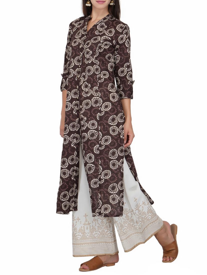 Printed slit straight kurta - 15620864 - Zoom Image - 2