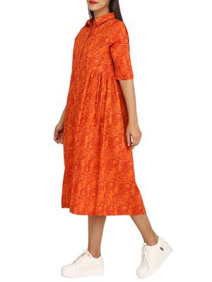 button detail gathered waist dress - 15620868 - Standard Image - 2