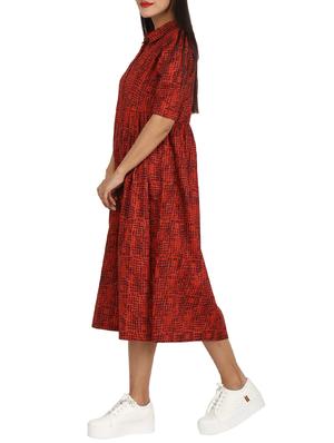 button detail gathered waist dress - 15620869 - Standard Image - 2