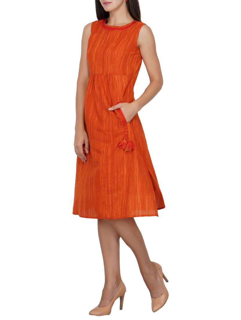 tassel detail pocket a-line dress - 15620872 - Zoom Image - 2