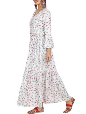 frilled detail gathered waist maxi dress - 15620876 - Standard Image - 2