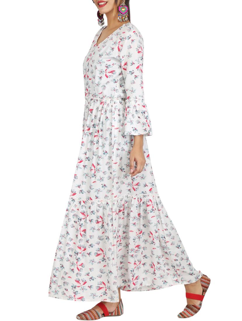 frilled detail gathered waist maxi dress - 15620876 - Zoom Image - 2