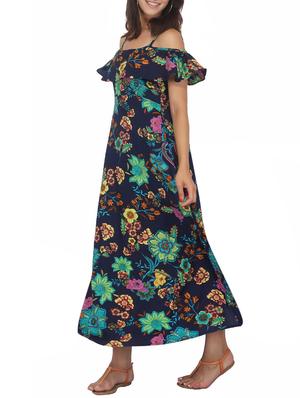 ruffled detail floral maxi dress - 15620879 - Standard Image - 2