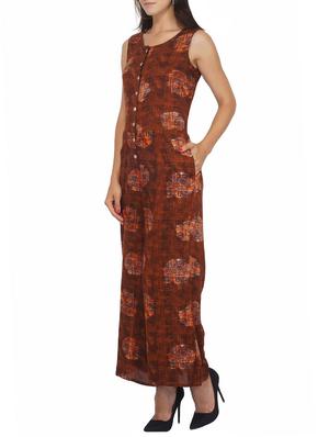 button detail full length jumpsuit - 15620883 - Standard Image - 2