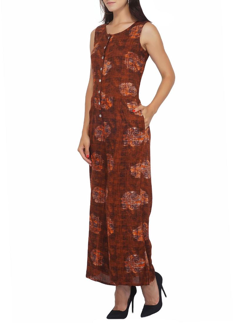 button detail full length jumpsuit - 15620883 - Zoom Image - 2