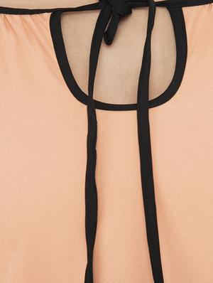 contrast piping tassel tie neck top - 15621032 - Standard Image - 5