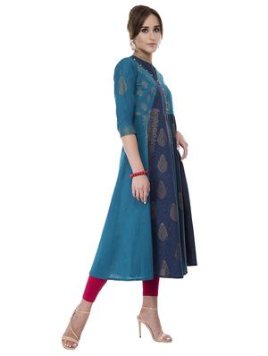 A-line foil print kurta - 15621076 - Standard Image - 2