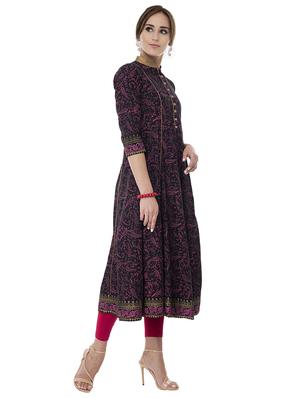 A-line block print princess line kurta - 15621079 - Standard Image - 2