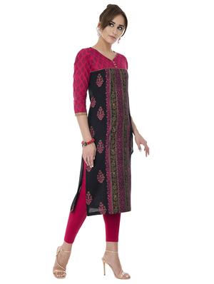 Block print straight kurta - 15621080 - Standard Image - 2
