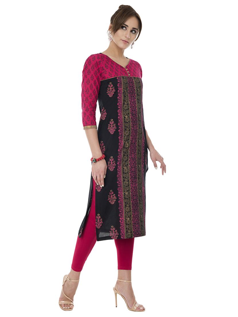 Block print straight kurta - 15621080 - Zoom Image - 2