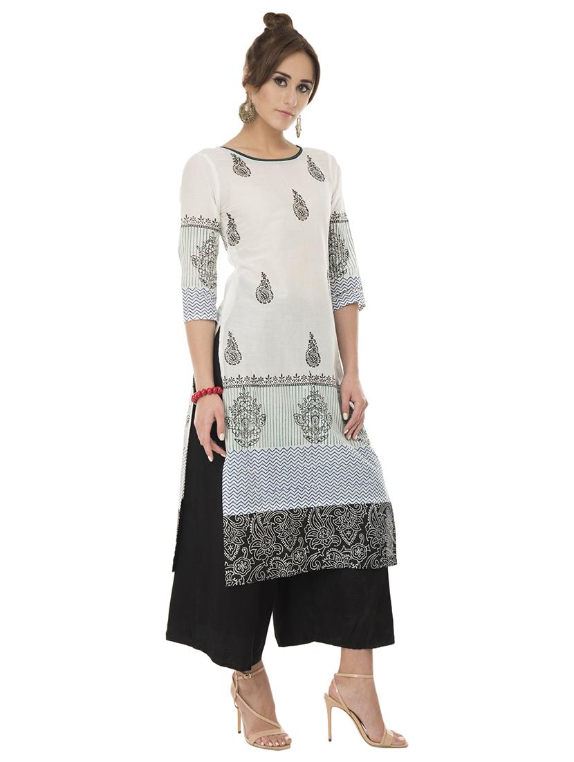 Block print straight kurta - 15621081 - Zoom Image - 2